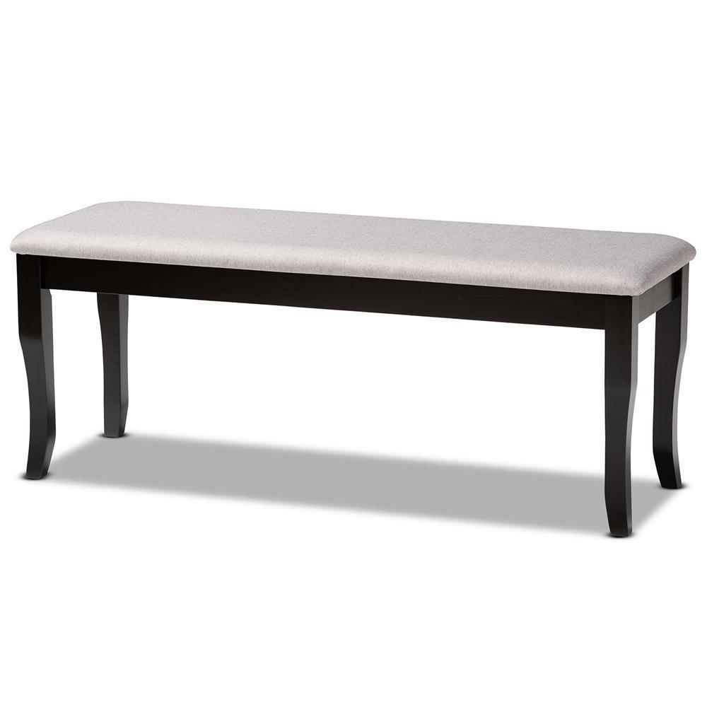 Cornelie Modern and Contemporary Transitional Grey Fabric Upholstered and Dark Brown Finished Wood Dining Bench FredCo