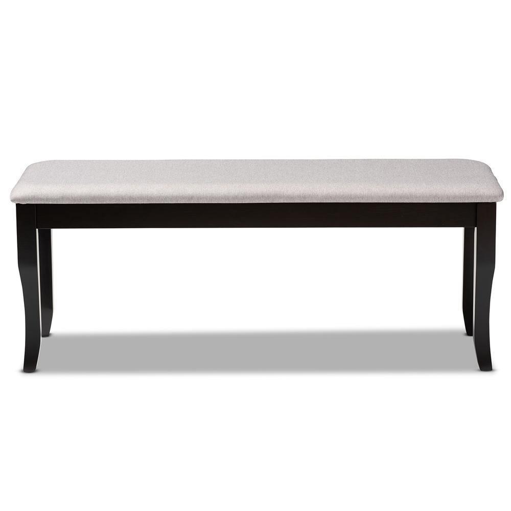 Cornelie Modern and Contemporary Transitional Grey Fabric Upholstered and Dark Brown Finished Wood Dining Bench FredCo