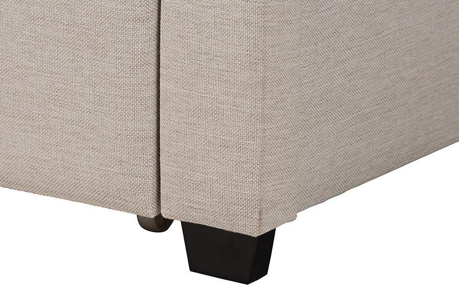 Coronado Mid-Century Modern Transitional Beige Fabric Full Size 3-Drawer Storage Platform Bed FredCo