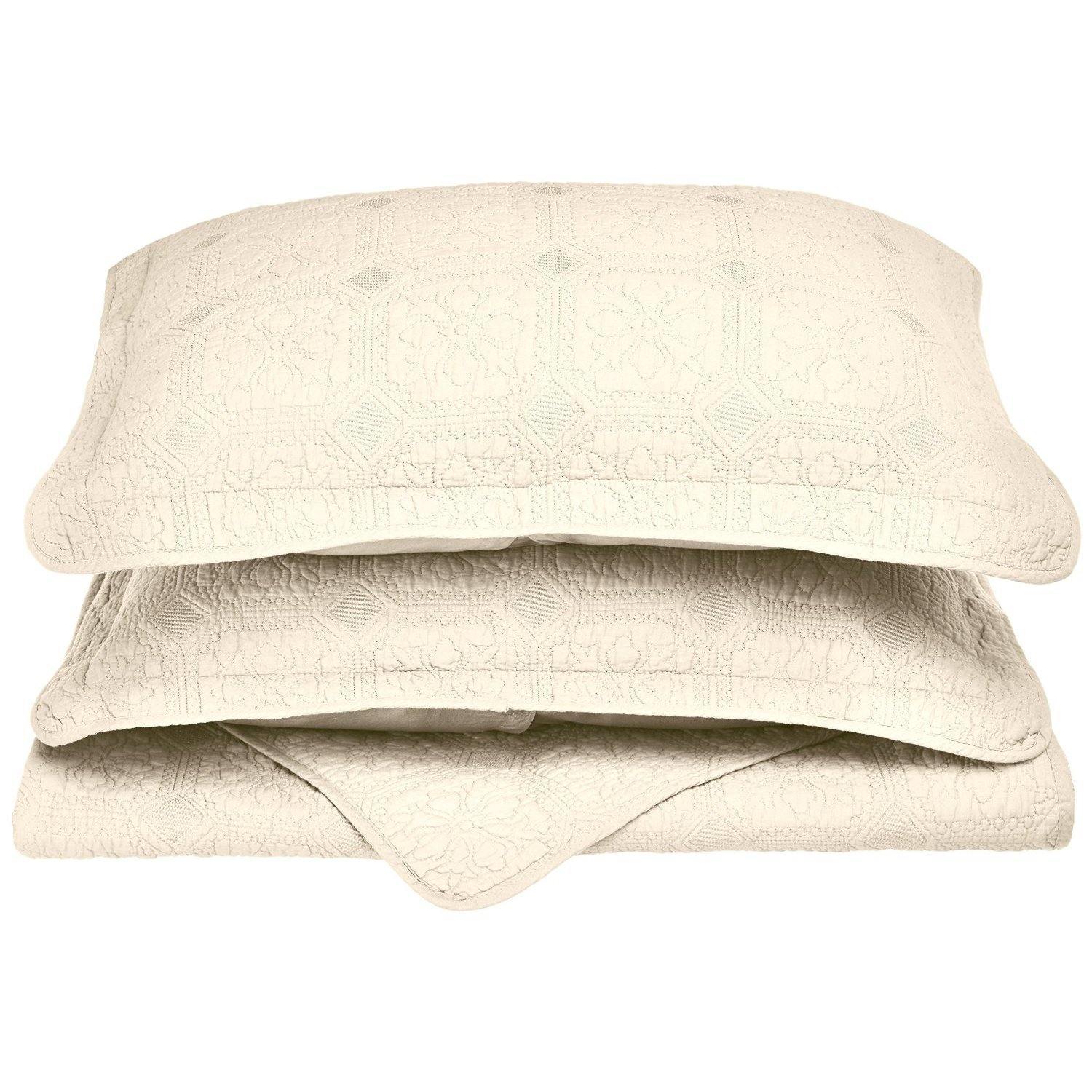 Corrington Long-Staple Cotton Floral Fine-Stitch Quilt Pillow Sham Set FredCo