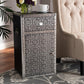 Cosette Vintage Industrial Silver Metal Floral Accent Cabinet FredCo