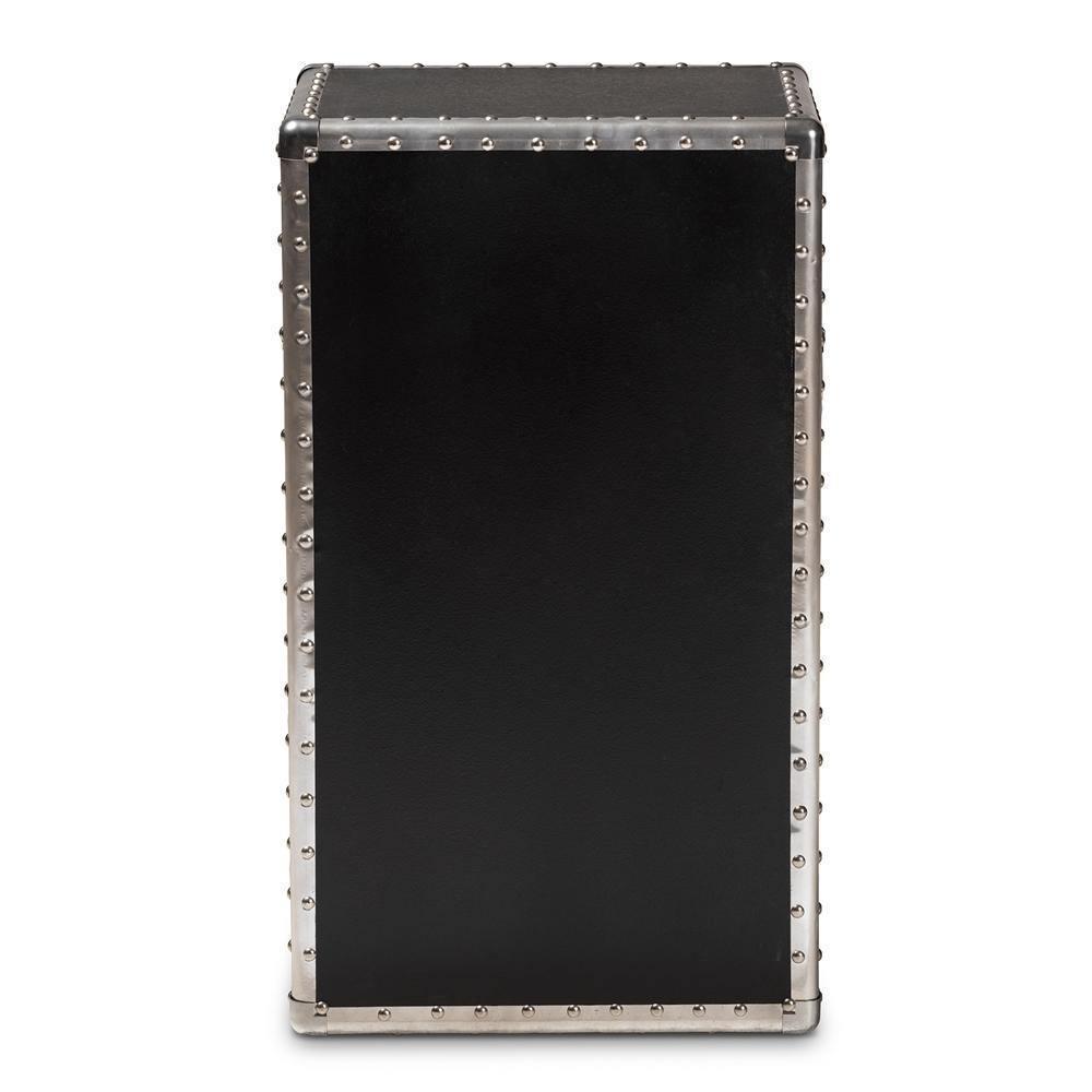 Cosette Vintage Industrial Silver Metal Floral Accent Cabinet FredCo