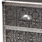 Cosette Vintage Industrial Silver Metal Floral Accent Cabinet FredCo