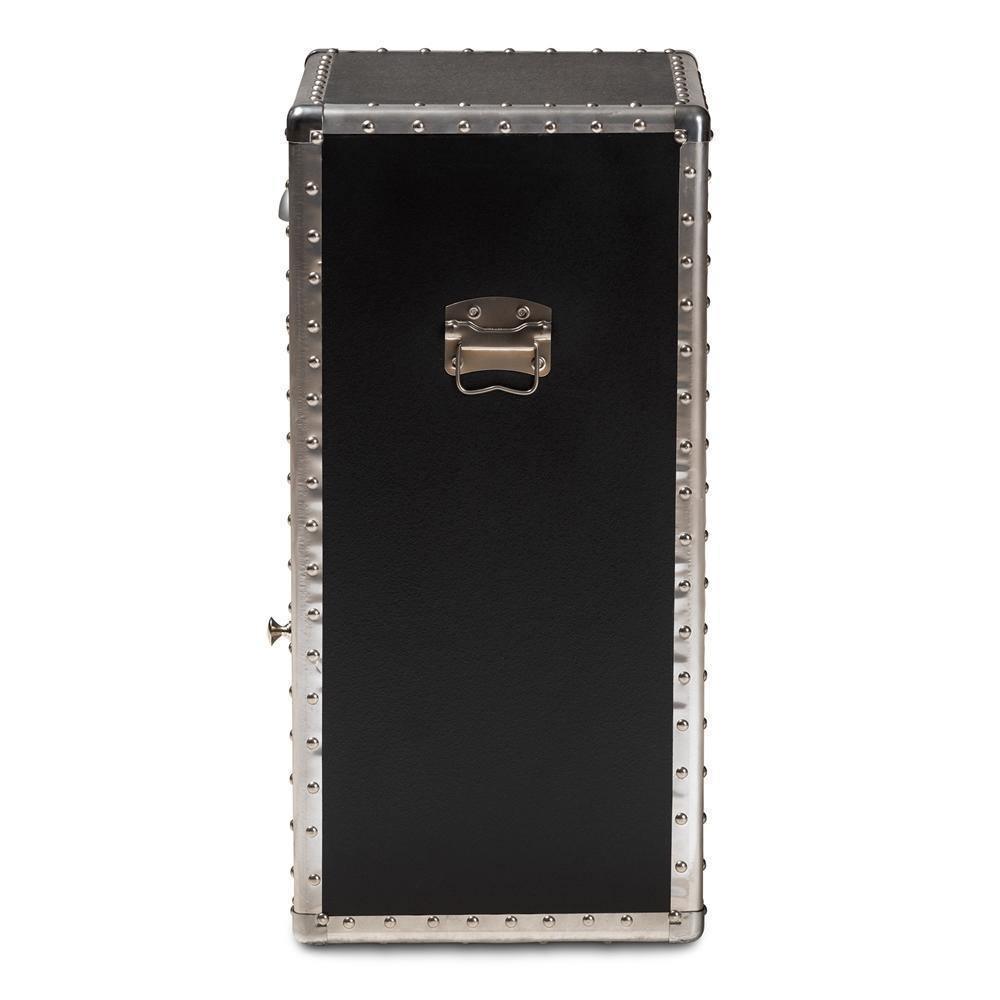 Cosette Vintage Industrial Silver Metal Floral Accent Cabinet FredCo