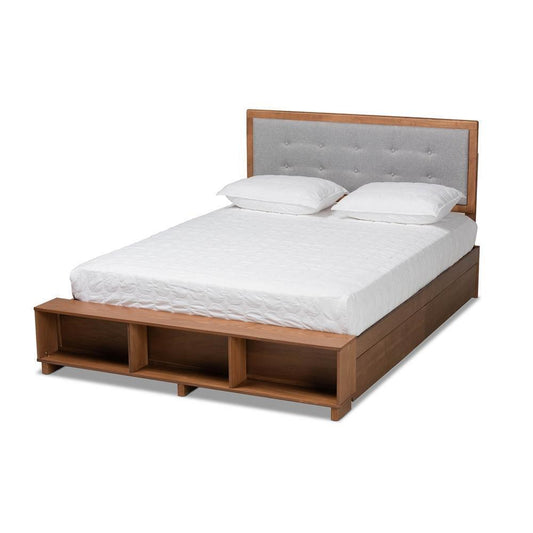 Cosma Modern Transitional Ash Walnut Brown Finished Wood 4-Drawer Queen Size Platform Storage Bed FredCo