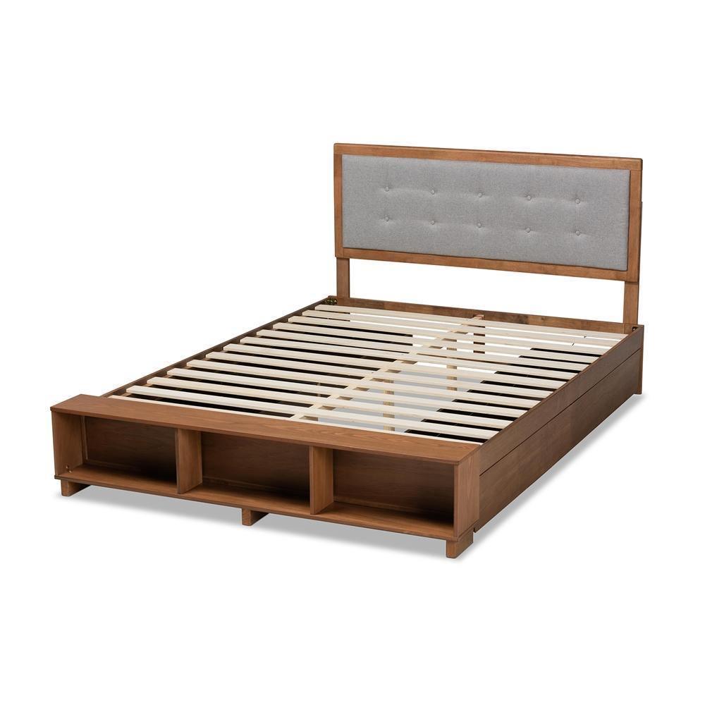 Cosma Modern Transitional Ash Walnut Brown Finished Wood 4-Drawer Queen Size Platform Storage Bed FredCo