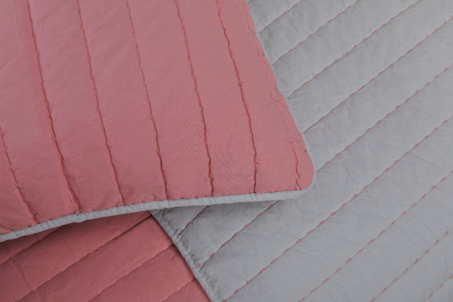 Cotton Reversible Fine-Stitched Striped Quilt + Pillow Sham Set FredCo
