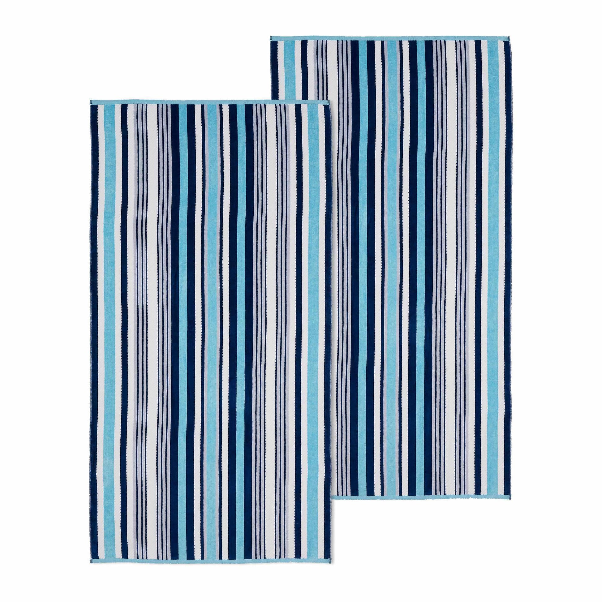 Cotton Rope Textured (set of 2) Oversized Beach Towel - Sky Blue FredCo