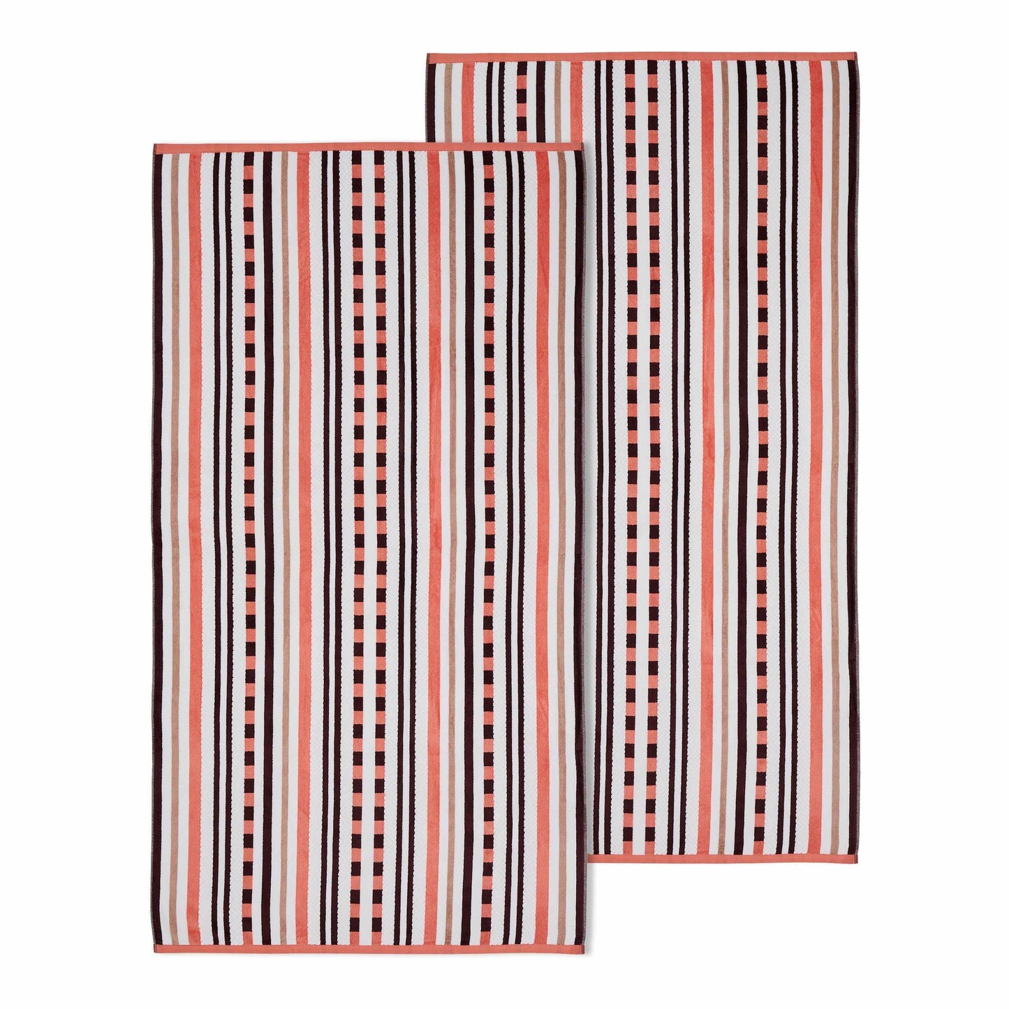 Cotton Stitch Stripe Textured (set of 2) Beach Towel - Emberglow FredCo