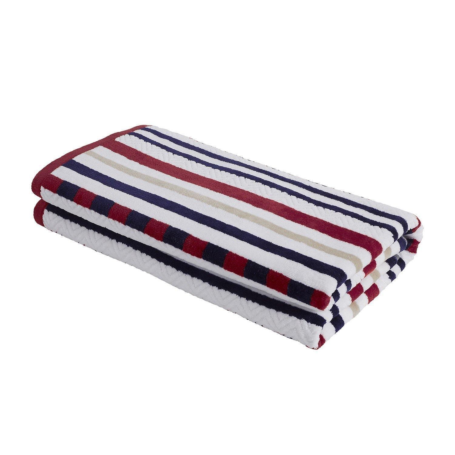 Cotton Stitch Stripe Textured (set of 2) Oversized Beach Towel FredCo
