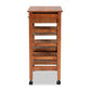 Crayton Modern and Contemporary Oak Brown Finished Wood and Silver-Tone Metal Mobile Kitchen Storage Cart FredCo