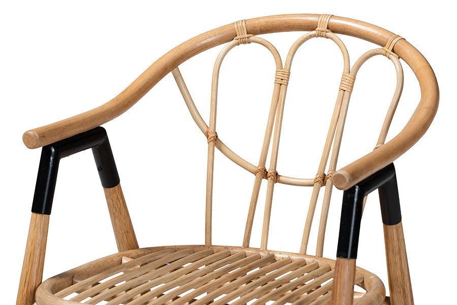 Cyntia Modern Bohemian Natural Brown Rattan Dining Chair FredCo