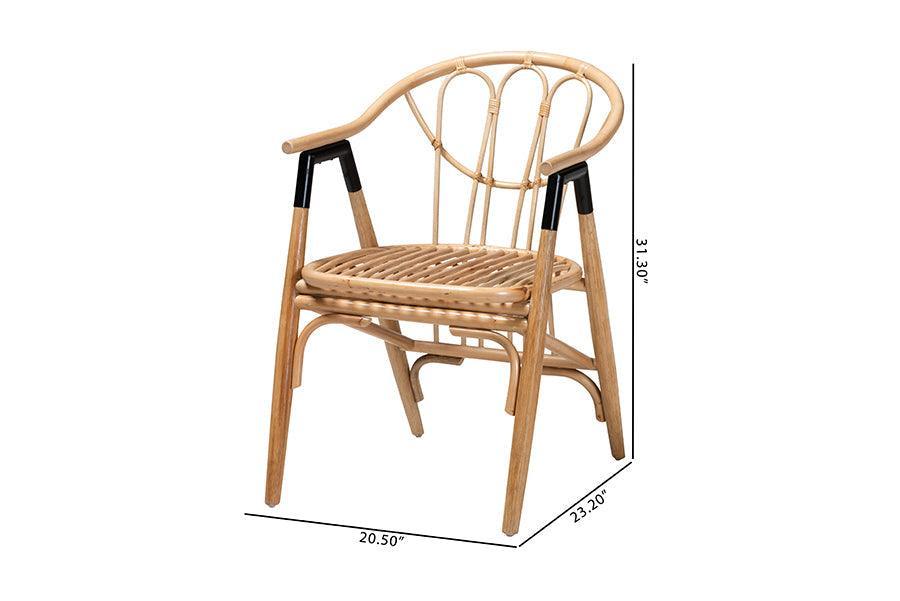 Cyntia Modern Bohemian Natural Brown Rattan Dining Chair FredCo