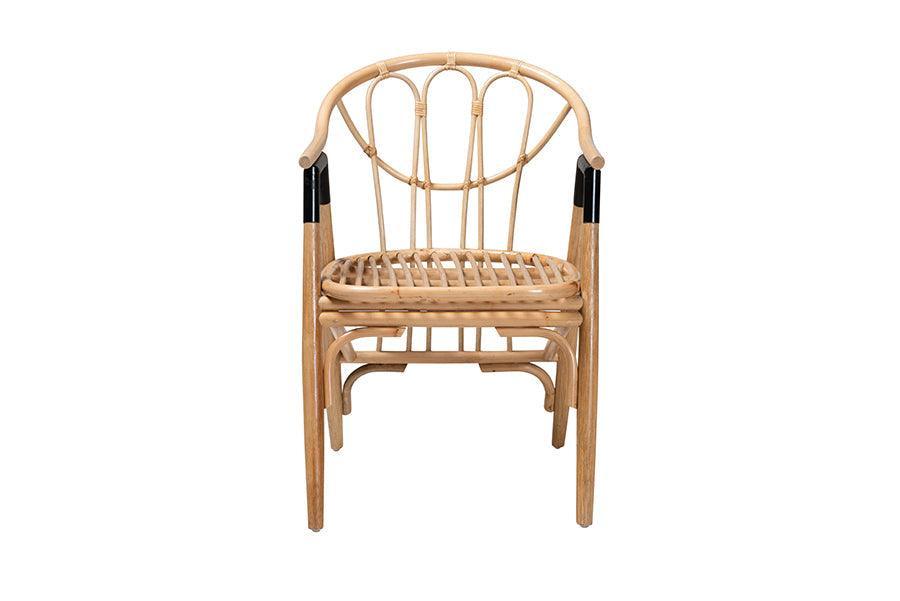 Cyntia Modern Bohemian Natural Brown Rattan Dining Chair FredCo