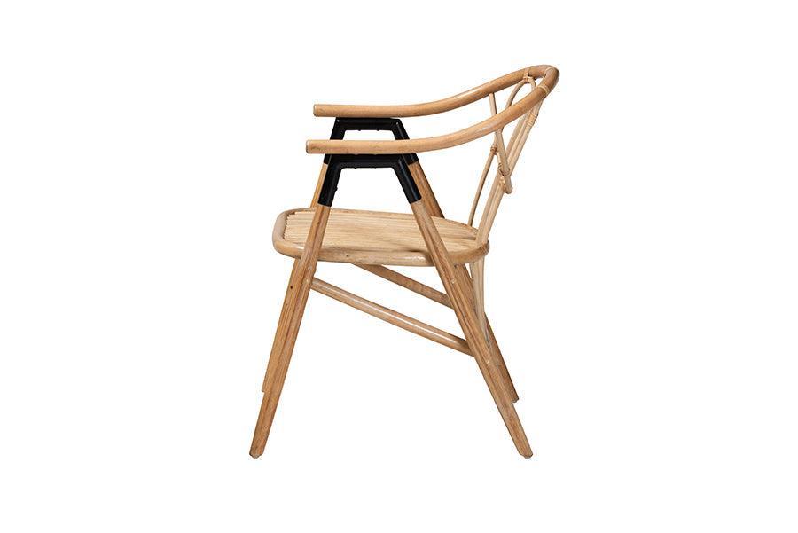 Cyntia Modern Bohemian Natural Brown Rattan Dining Chair FredCo