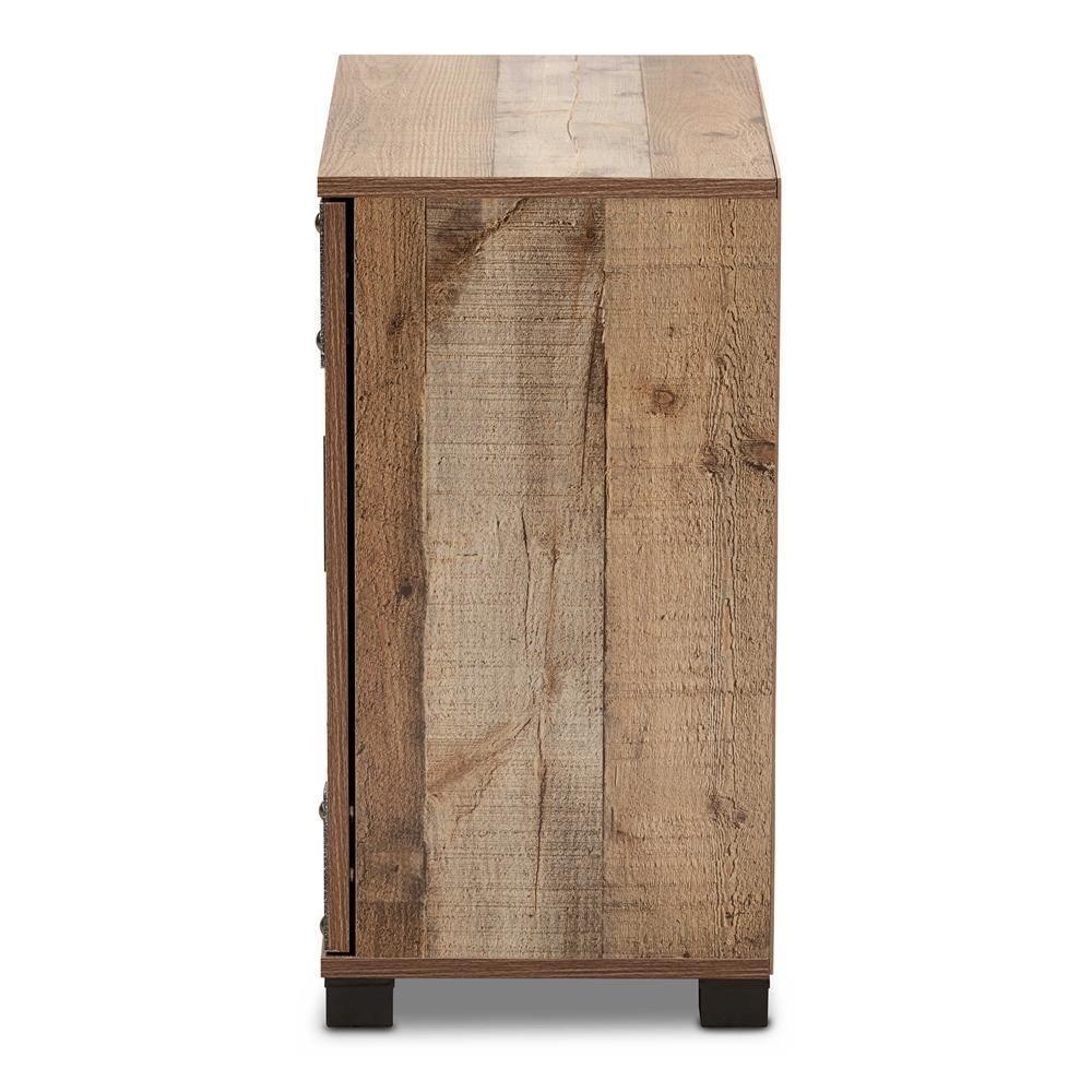Cyrille Modern and Contemporary Farmhouse Rustic Finished Wood 2-Door Shoe Cabinet FredCo
