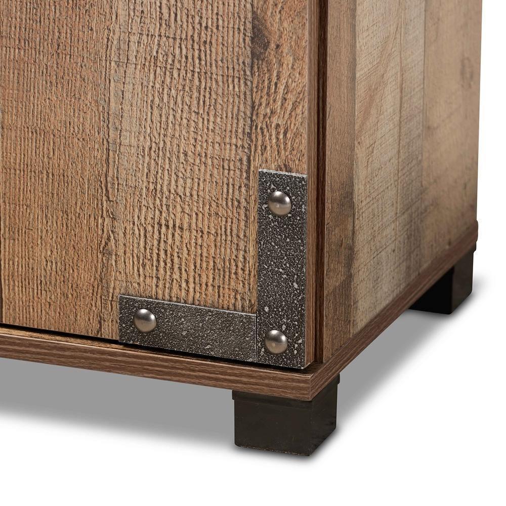 Cyrille Modern and Contemporary Farmhouse Rustic Finished Wood 2-Door Shoe Cabinet FredCo