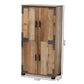Cyrille Modern and Contemporary Farmhouse Rustic Finished Wood 4-Door Shoe Cabinet FredCo