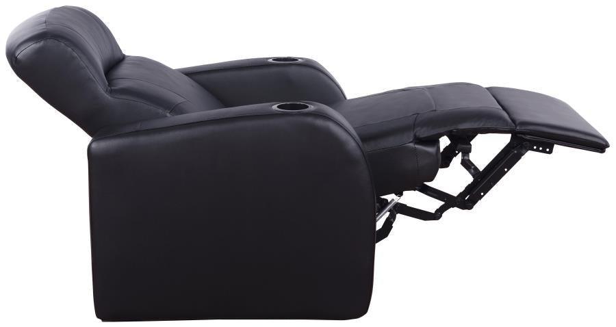 Cyrus Upholstered Recliner Living Room Set Black 600001-S3A Coaster FredCo