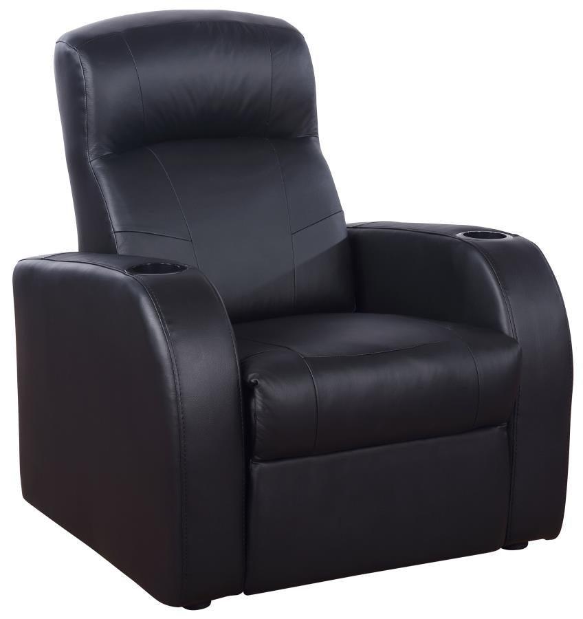 Cyrus Upholstered Recliner Living Room Set Black 600001-S3A Coaster FredCo