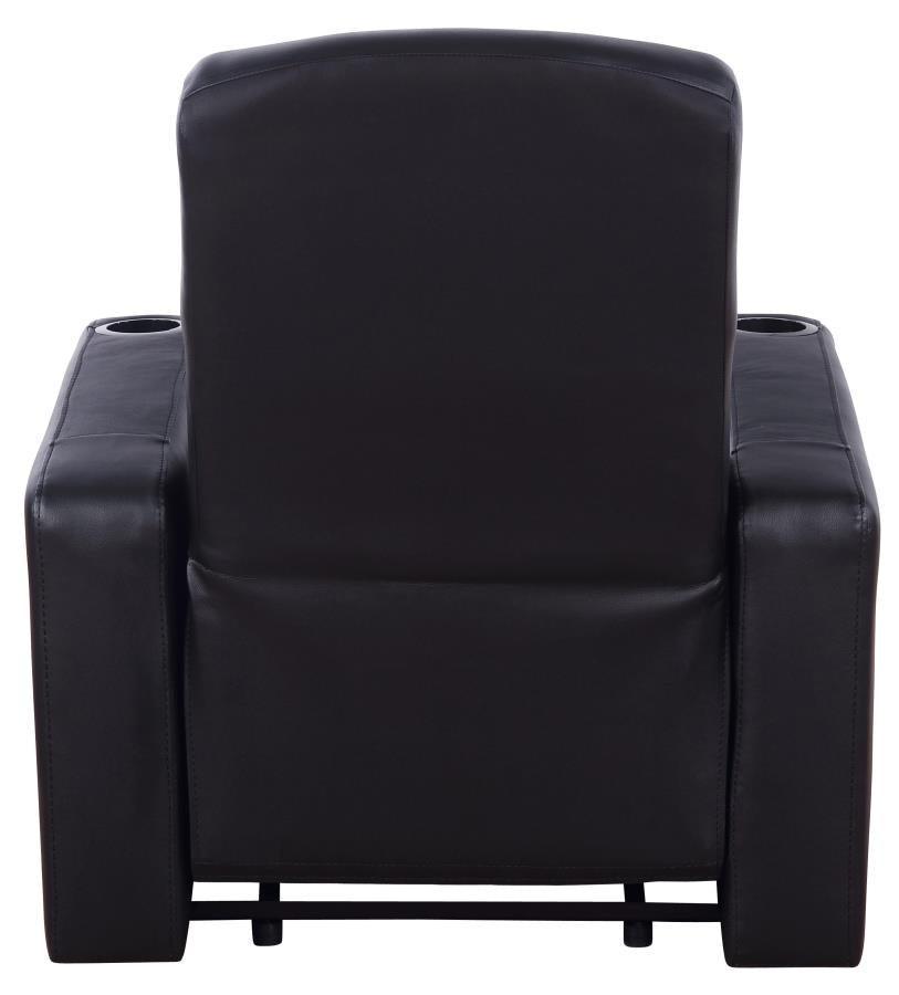 Cyrus Upholstered Recliner Living Room Set Black 600001-S4B Coaster FredCo