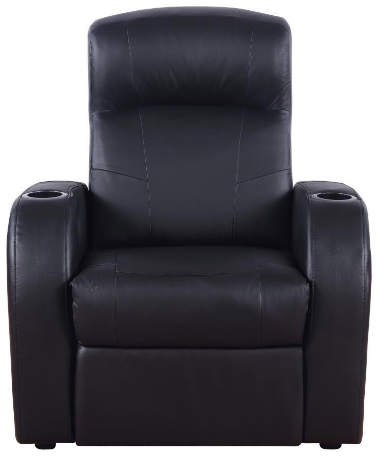 Cyrus Upholstered Recliner Living Room Set Black 600001-S5A Coaster FredCo
