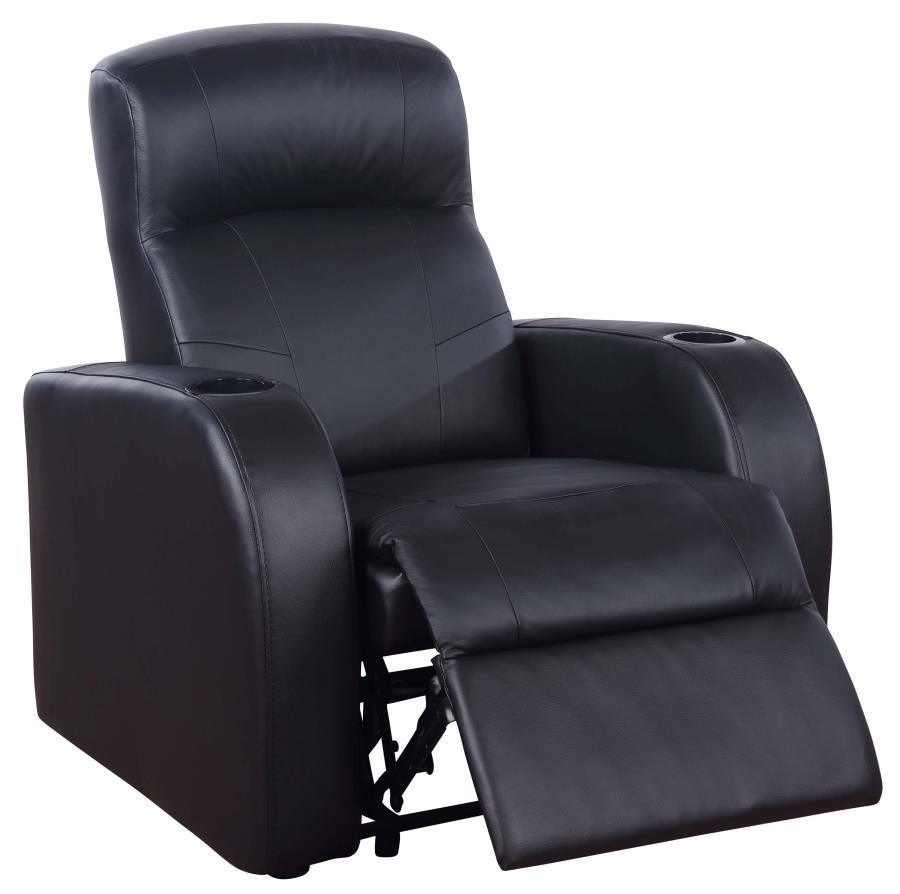 Cyrus Upholstered Recliner Living Room Set Black 600001-S5B Coaster FredCo