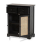 Dacey Mid-Century Modern Transitional Espresso Brown Finished Wood and Rattan 2-Drawer Storage Cabinet FredCo