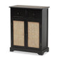 Dacey Mid-Century Modern Transitional Espresso Brown Finished Wood and Rattan 2-Drawer Storage Cabinet FredCo