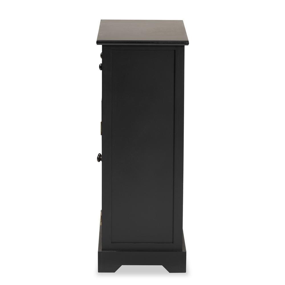 Dacey Mid-Century Modern Transitional Espresso Brown Finished Wood and Rattan 2-Drawer Storage Cabinet FredCo