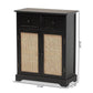 Dacey Mid-Century Modern Transitional Espresso Brown Finished Wood and Rattan 2-Drawer Storage Cabinet FredCo