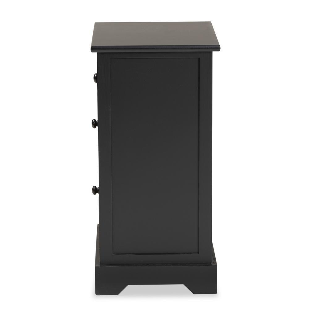 Dacey Mid-Century Modern Transitional Espresso Brown Finished Wood and Rattan 3-Drawer Storage Cabinet FredCo