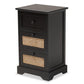 Dacey Mid-Century Modern Transitional Espresso Brown Finished Wood and Rattan 3-Drawer Storage Cabinet FredCo