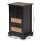 Dacey Mid-Century Modern Transitional Espresso Brown Finished Wood and Rattan 3-Drawer Storage Cabinet FredCo