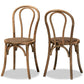 Dacian Mid-Century Modern Brown Woven Rattan and Walnut Brown Wood 2-Piece Dining Chair Set FredCo
