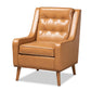 Daley Modern and Contemporary Tan Faux Leather Upholstered and Walnut Brown Finished Wood Lounge Armchair FredCo