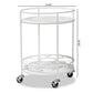 Dallan Modern Industrial White Metal 2-Tier Kitchen Cart FredCo