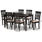 Dallas Modern and Contemporary Sand Fabric Upholstered and Dark Brown Finished Wood 7-Piece Dining Set FredCo