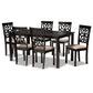 Dallas Modern and Contemporary Sand Fabric Upholstered and Dark Brown Finished Wood 7-Piece Dining Set FredCo