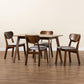Damara Mid-Century Modern Grey Fabric Upholstered and Walnut Brown Finished Wood 5-Piece Dining Set FredCo