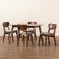 Damara Mid-Century Modern Sand Fabric Upholstered and Walnut Brown Finished Wood 5-Piece Dining Set FredCo