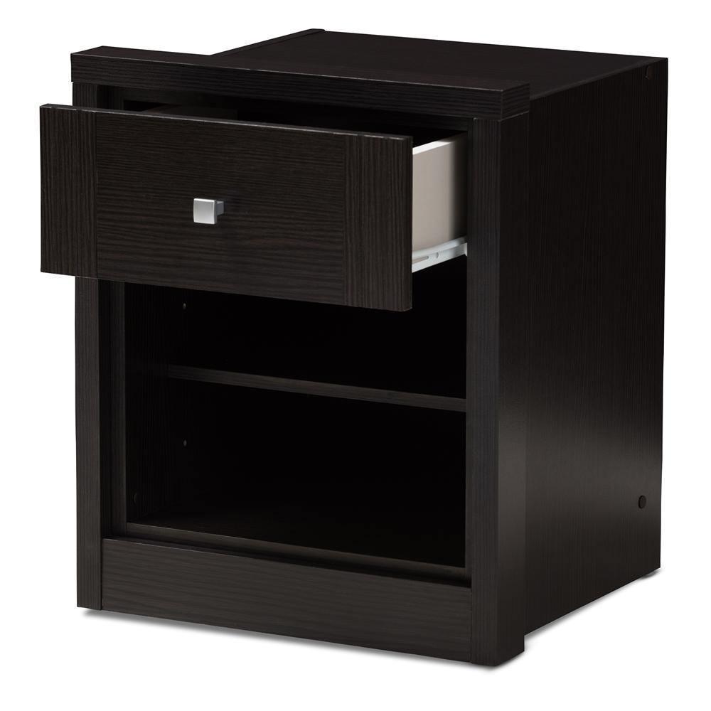 Danette Modern and Contemporary Wenge Brown Finished 1-Drawer Nightstand FredCo