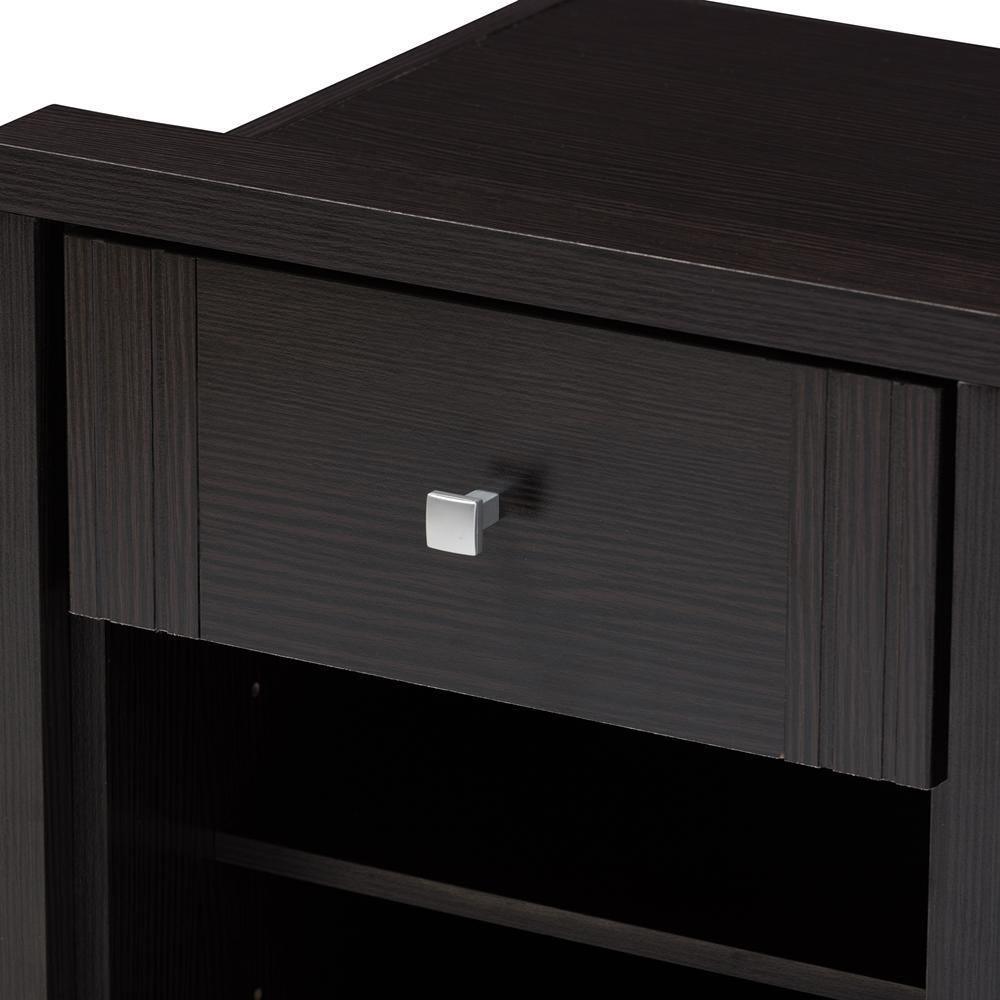 Danette Modern and Contemporary Wenge Brown Finished 1-Drawer Nightstand FredCo