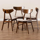 Danica Mid-Century Modern Transitional Light Beige Fabric Upholstered and Walnut Brown Finished Wood 4-Piece Dining Chair Set FredCo
