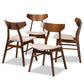 Danica Mid-Century Modern Transitional Light Beige Fabric Upholstered and Walnut Brown Finished Wood 4-Piece Dining Chair Set FredCo