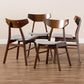 Danica Mid-Century Modern Transitional Light Grey Fabric Upholstered and Walnut Brown Finished Wood 4-Piece Dining Chair Set FredCo