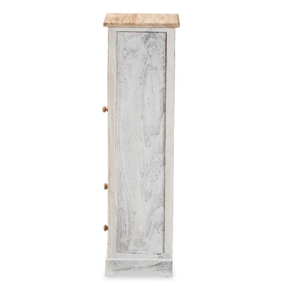 Dannah Classic and Traditional Two-Tone Oak Brown and White Finished Wood 2-Drawer Storage Cabinet FredCo