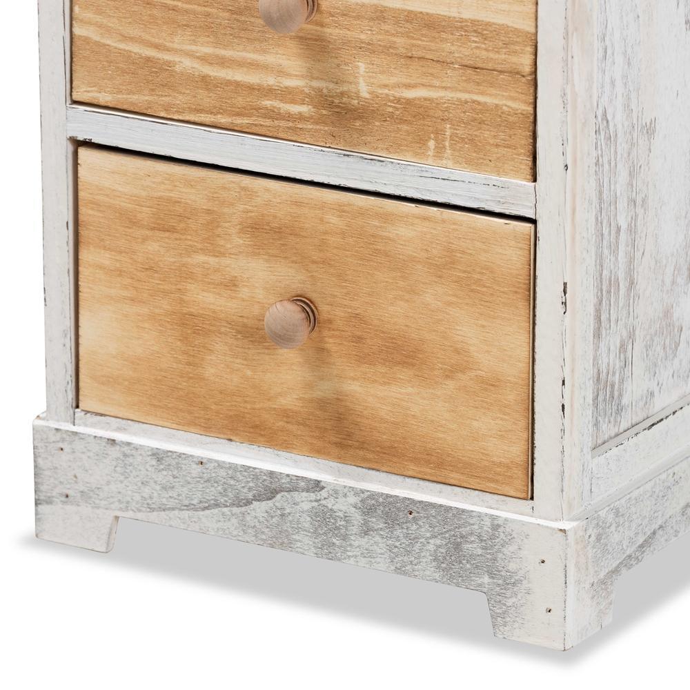 Dannah Classic and Traditional Two-Tone Oak Brown and White Finished Wood 2-Drawer Storage Cabinet FredCo