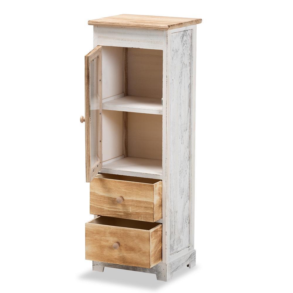 Dannah Classic and Traditional Two-Tone Oak Brown and White Finished Wood 2-Drawer Storage Cabinet FredCo