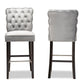Daphne Modern and Contemporary Dark Grey Velvet Fabric Upholstered and Dark Brown Finished Wood 2-Piece Bar Stool Set FredCo